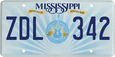 MS license plate ZDL342