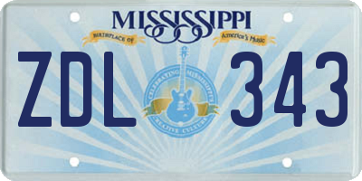 MS license plate ZDL343