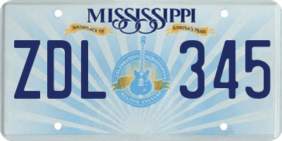 MS license plate ZDL345