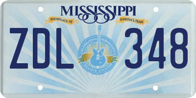 MS license plate ZDL348