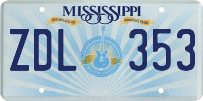 MS license plate ZDL353