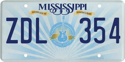 MS license plate ZDL354