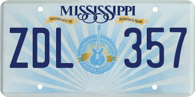 MS license plate ZDL357
