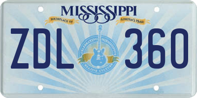 MS license plate ZDL360