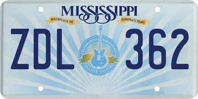 MS license plate ZDL362