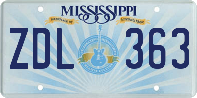 MS license plate ZDL363