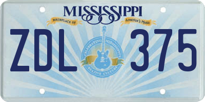 MS license plate ZDL375