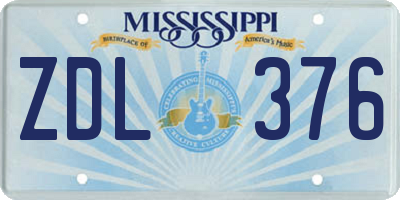 MS license plate ZDL376