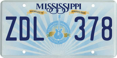 MS license plate ZDL378