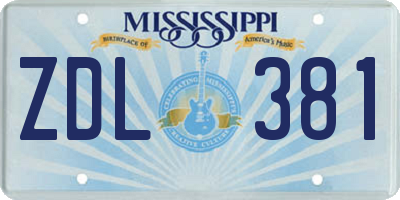 MS license plate ZDL381