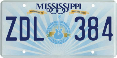 MS license plate ZDL384