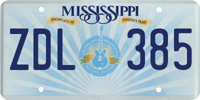 MS license plate ZDL385