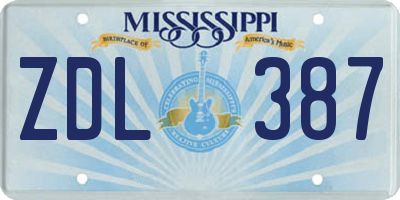MS license plate ZDL387