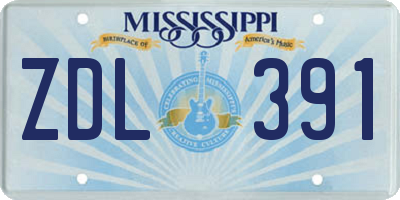 MS license plate ZDL391