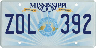 MS license plate ZDL392