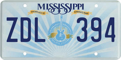 MS license plate ZDL394