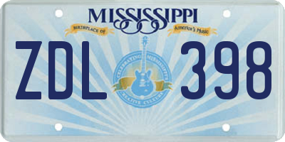 MS license plate ZDL398