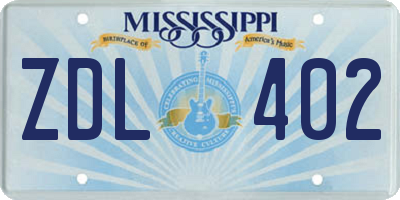 MS license plate ZDL402