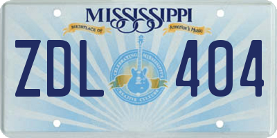 MS license plate ZDL404
