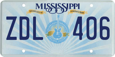 MS license plate ZDL406