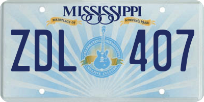 MS license plate ZDL407