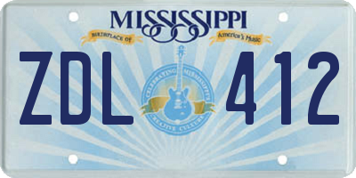 MS license plate ZDL412
