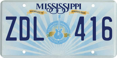 MS license plate ZDL416