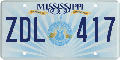 MS license plate ZDL417