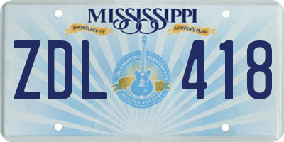 MS license plate ZDL418