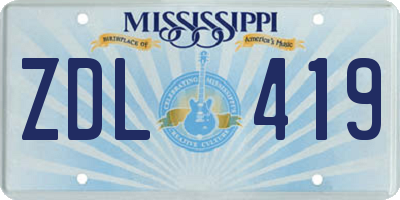 MS license plate ZDL419