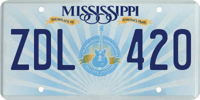 MS license plate ZDL420