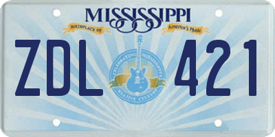 MS license plate ZDL421