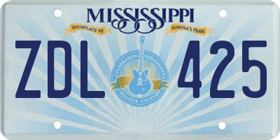 MS license plate ZDL425