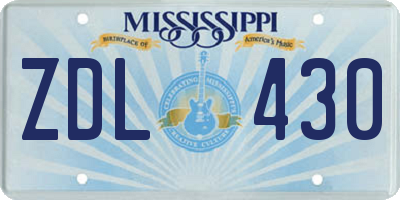 MS license plate ZDL430