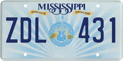 MS license plate ZDL431