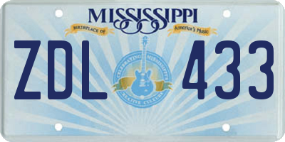MS license plate ZDL433
