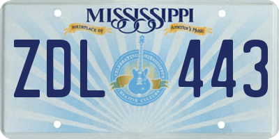 MS license plate ZDL443