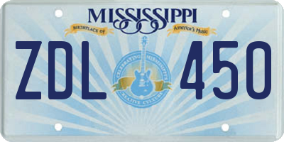 MS license plate ZDL450