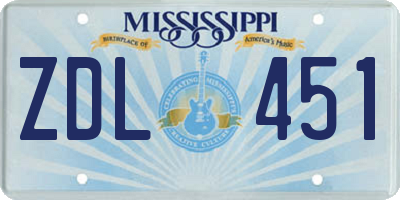 MS license plate ZDL451