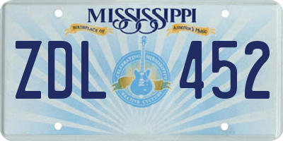 MS license plate ZDL452