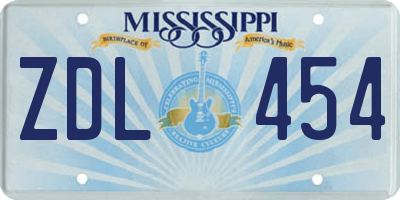 MS license plate ZDL454