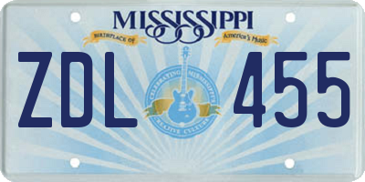 MS license plate ZDL455