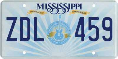 MS license plate ZDL459