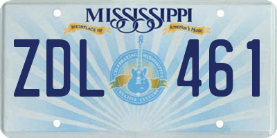 MS license plate ZDL461