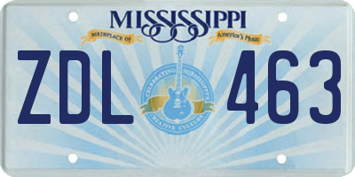 MS license plate ZDL463