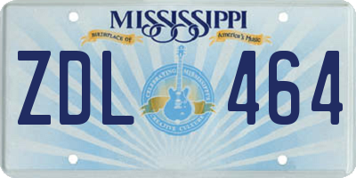 MS license plate ZDL464