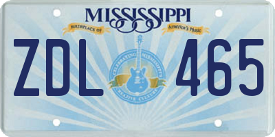 MS license plate ZDL465