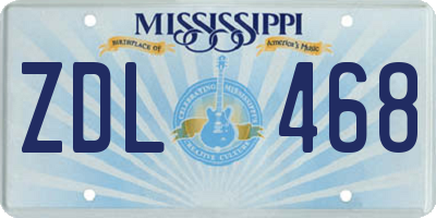 MS license plate ZDL468