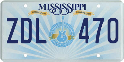 MS license plate ZDL470