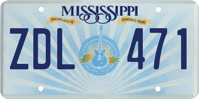 MS license plate ZDL471